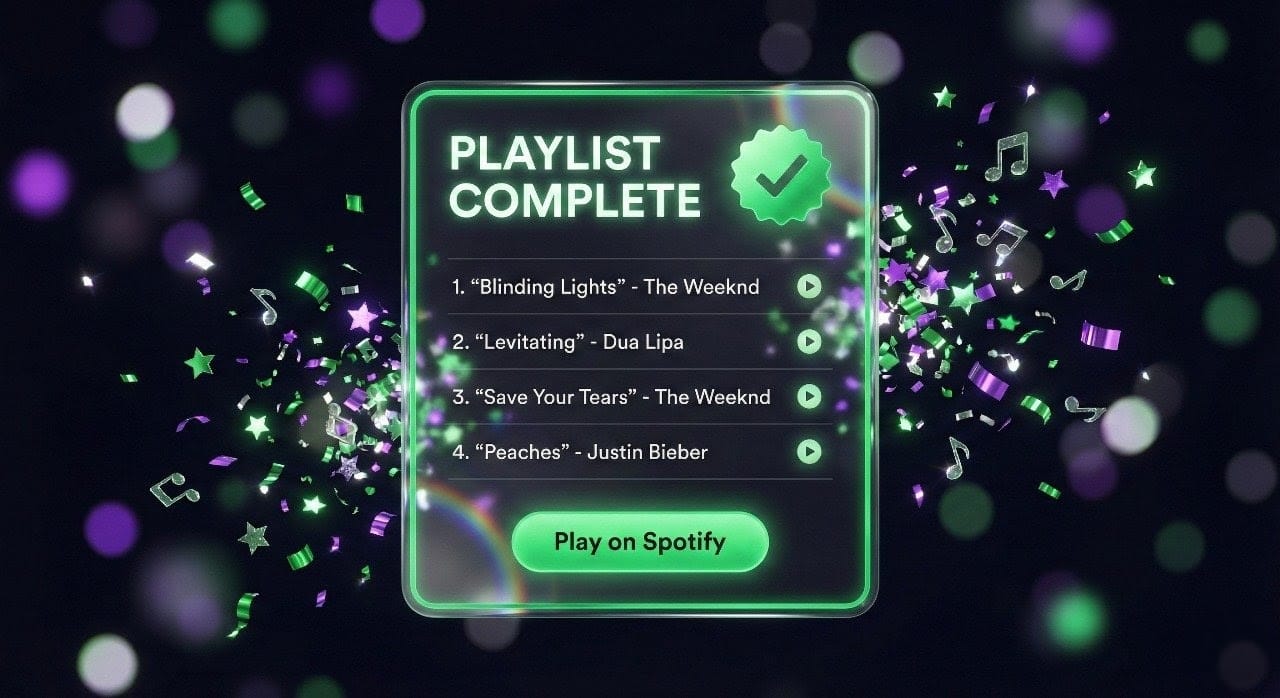 Playlist complete celebration